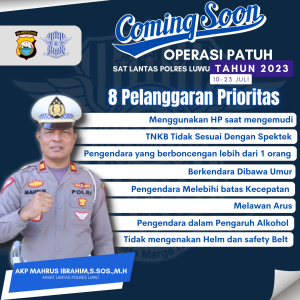2 Hari Lagi Ops Patuh Pallawa, Kasat Lantas Polres Luwu Beberkan Sasaran Operasi