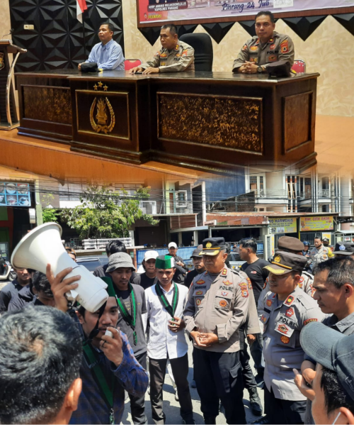 Aksi Heroik, Wakapolres Pinrang dan Kapolsek Watang Sawitto Berhasil Redam Emosi Peserta Aksi HMI Cabang Pinrang