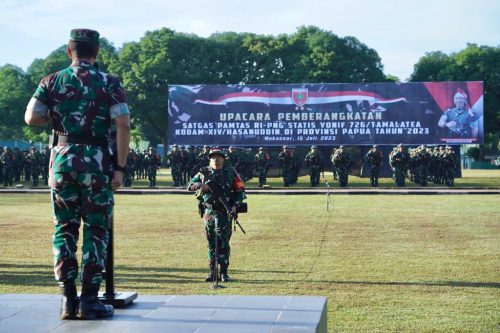 Jaga Kedaulatan NKRI, Pangdam XIV/Hsn Berangkatkan Satgas Yonif 726/Tml ke Daerah Perbatasan
