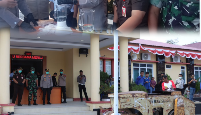 Kapolres Sidrap Bersama Forkopimda Musnahkan 1050 Miras Berbagai Merek dan 1 Kg Sabu