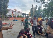 Jelang HUT RI Ke-78, Koramil Pancarijang Kerja Bakti Bersama di Monumen Bambu Runcing