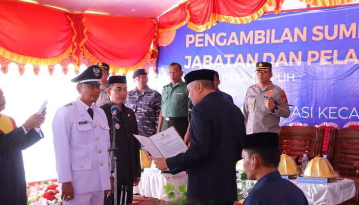 Kapolres Hadiri Pelantikan Kades Terpilih Desa Wiring Tasi Kabupaten Pinrang