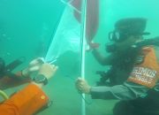 Jelang HUT ke 78 RI, Brimob Parepare kibarkan bendera Merah Putih dibawah Laut