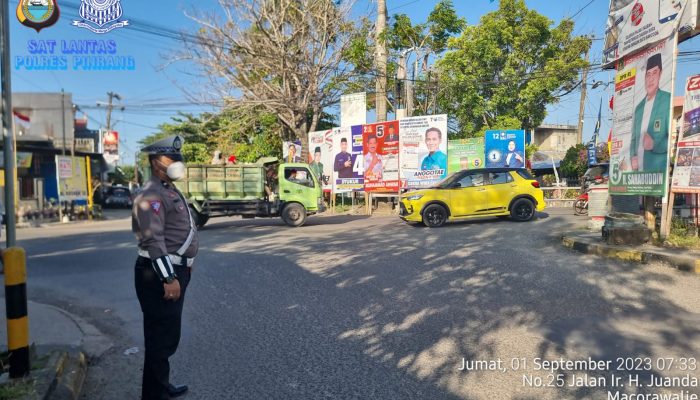 Sat Lantas Polres Pinrang Rutin Laksanakan Giat Gatur Lalin Pada Pagi Hari
