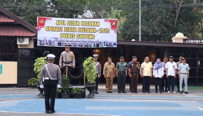 Polres Soppeng Melaksanakan Apel Gelar Pasukan Ops Zebra Pallawa 2023