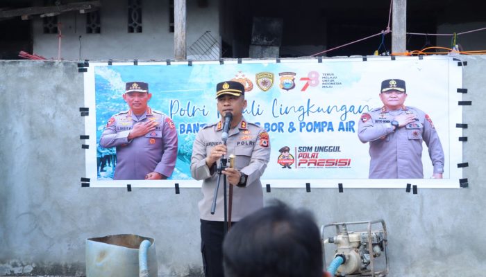 Polres Pinrang Beri Bantuan Sumur Bor dan Pompa Air