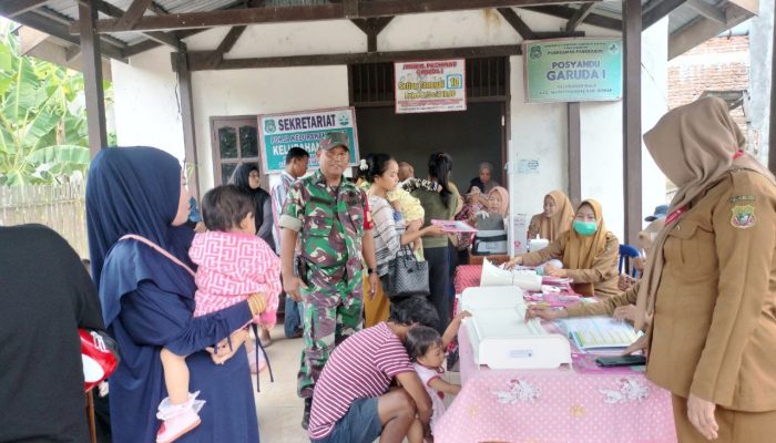 Babinsa Kelurahan Wala Serka Irwan Dike Mendampingi Tim Kesehatan Melaksanakan Kegiatan Posyandu dan Posbindu