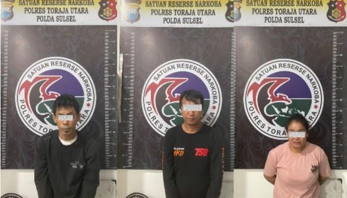 3 Pelaku Penyalahgunaan Narkotika Jenis Sabu Kembali diamankan Satresnarkoba Polres Toraja Utara