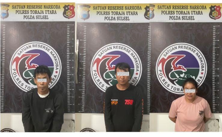 3 Pelaku Penyalahgunaan Narkotika Jenis Sabu Kembali diamankan Satresnarkoba Polres Toraja Utara