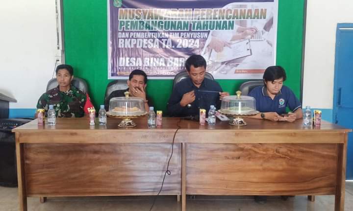 Desa Bina Baru Gelar Musyawarah RKPDESA 2024, Babinsa Serda Abdul Gofur Hadir