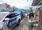 Dalam Rangka HUT Lalulintas Bhayangkara ke 68 Sat lantas Polres Palopo Berbagi Air Bersih Ke Warga