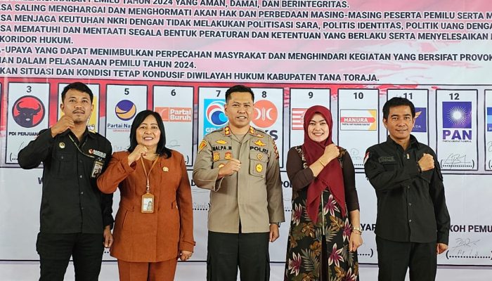 Wujud Pemilu Damai 2024, Kapolres Tana Toraja Bersama Forkopimda, Bawaslu Dan KPU Deklarasi Pemilu Damai