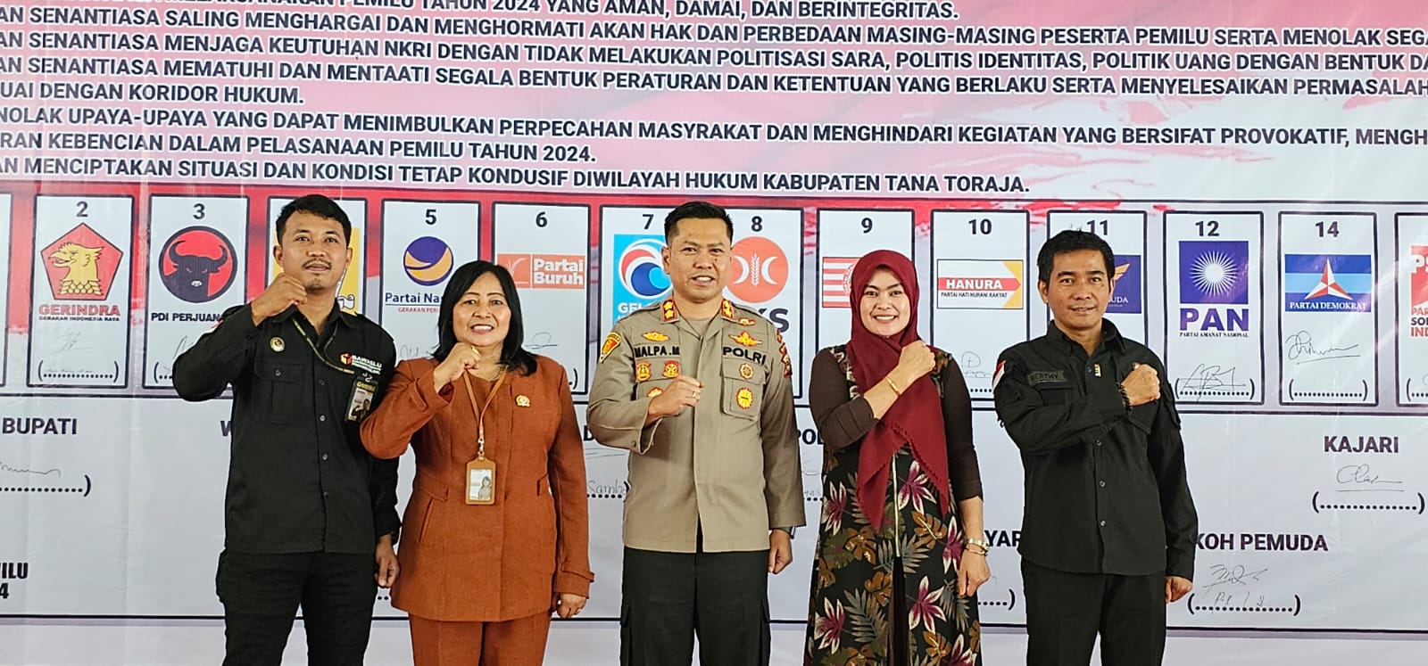 Wujud Pemilu Damai 2024, Kapolres Bersama Forkopimda, Bawaslu Dan KPU Deklarasi Pemilu Damai