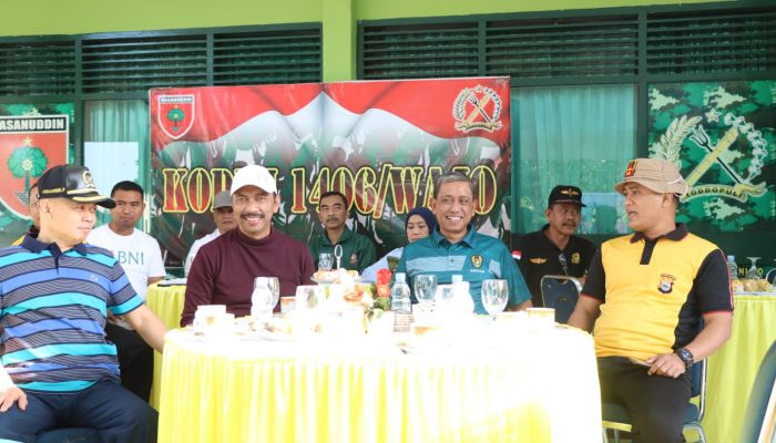 Dalam Rangka HUT TNI Ke-78, Kapolres Wajo Mengikuti Jalan Santai dan Senam Bersama Yang Digelar Kodim 1406