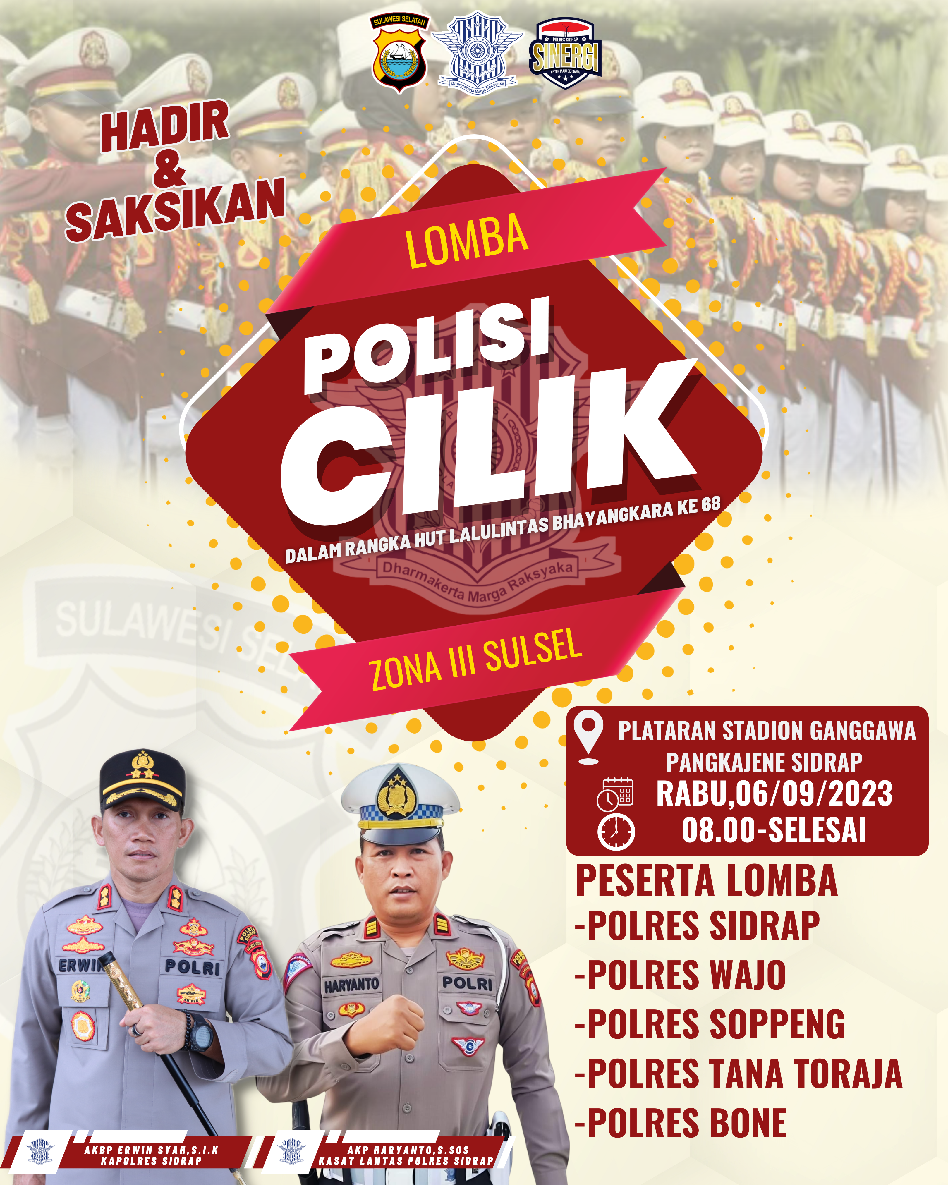 Polres Sidrap Jadi Tuan Rumah Zona III, AKBP Erwin Syah Ajak Masyarakat Saksikan Lomba Polisi Cilik di Stadion Ganggawa