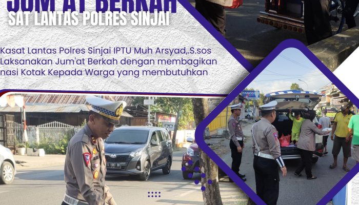 Jum’at Berkah, Kasat Lantas Polres Sinjai Berbagi Nasi Kotak Kepada Masyarakat Yang Membutuhkan