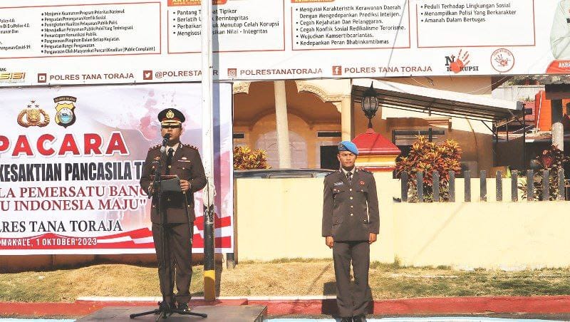 Pimpin Upacara Hari Kesaktian Pancasila, Kapolres Tator : Jadikan Ideologi Pancasila Untuk Memperkokoh NKRI