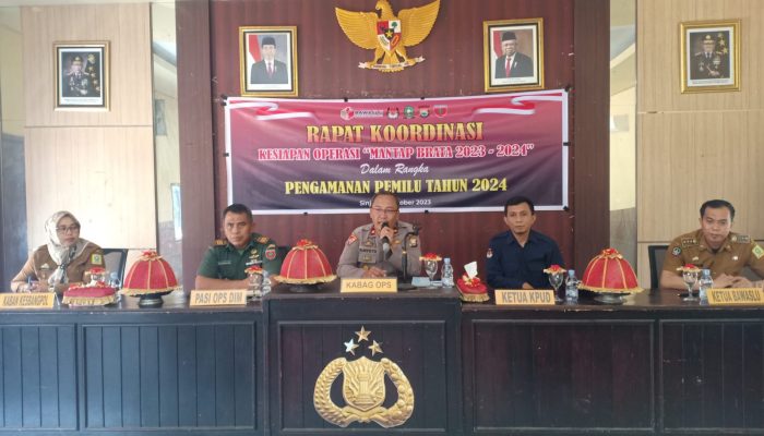 Polres Sinjai Gelar Rakor Kesiapan Ops Mantap Brata Untuk Pengamanan Pemilu 2024.