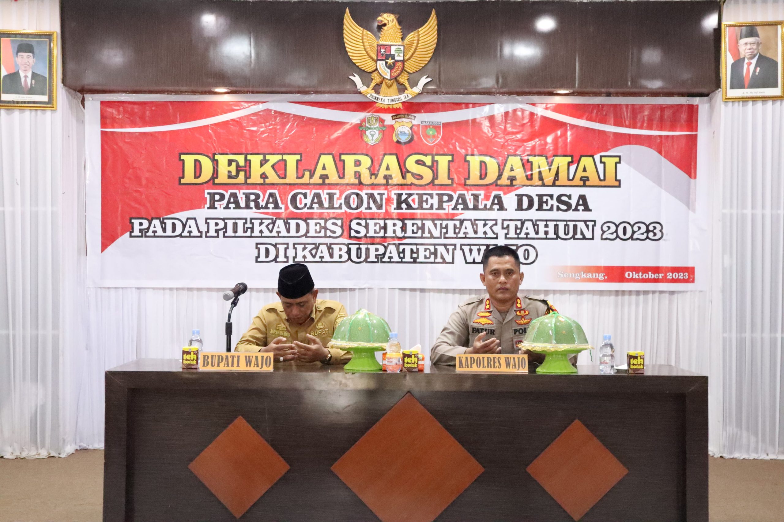 Kapolres Wajo Buka Secara Resmi Deklarasi Damai Para Calon Kades Pada Pilkades Serentak 2023