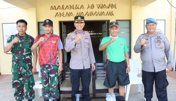 Bentuk Sinergitas, Kabag SDM Polres Wajo Dampingi Personil Kodim 1406 Wajo Laksanakan Kesemaptaan Jasmani