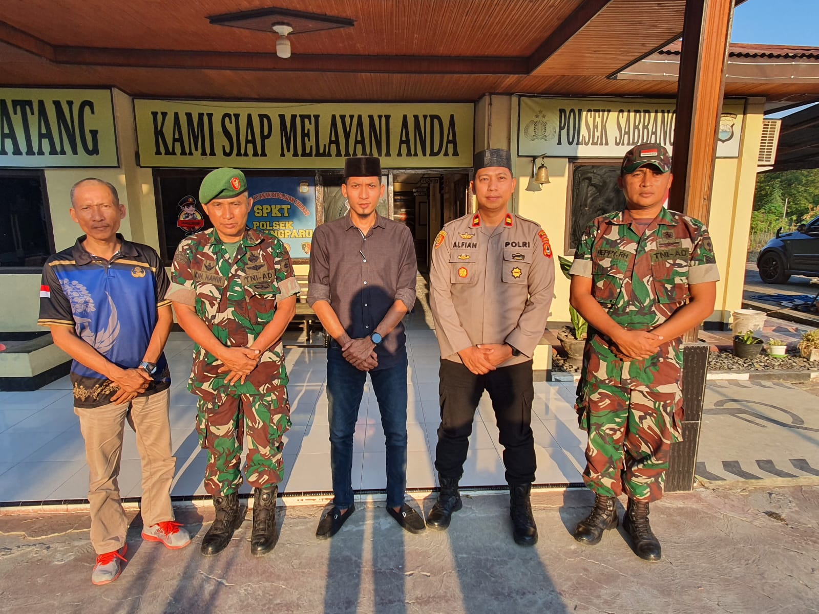 Wujud Sinergitas, Kapolsek Iptu Alfian Muhajir Sambut Kunjugan Pejabat Baru Danramil Sabbangparu