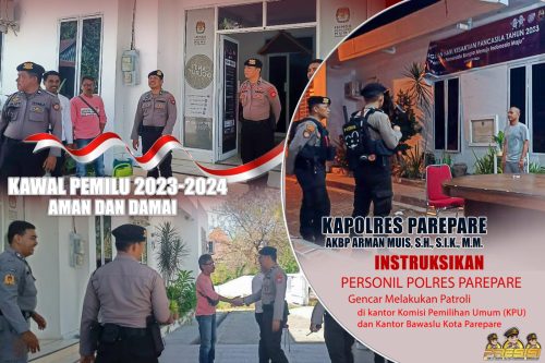 Kawal Pemilu Aman dan Damai Polres Parepare Gencar Melakukan Patroli Kontrol KPU Parepare