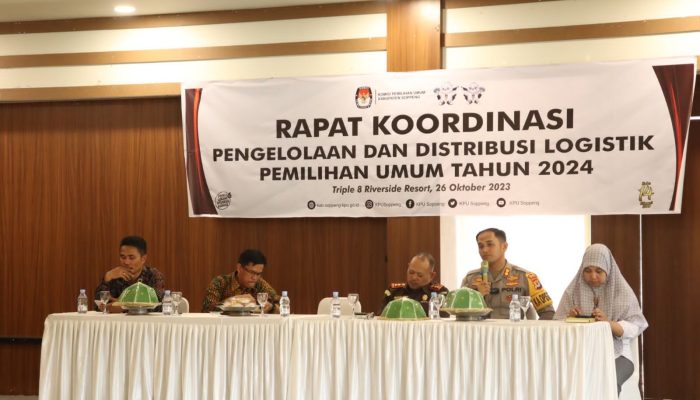 Kapolres Soppeng Jadi Narasumber Rapat Koordinasi Pengelolaan dan Pedistribusian Logistik Pemilu 2024 KPUD Soppeng