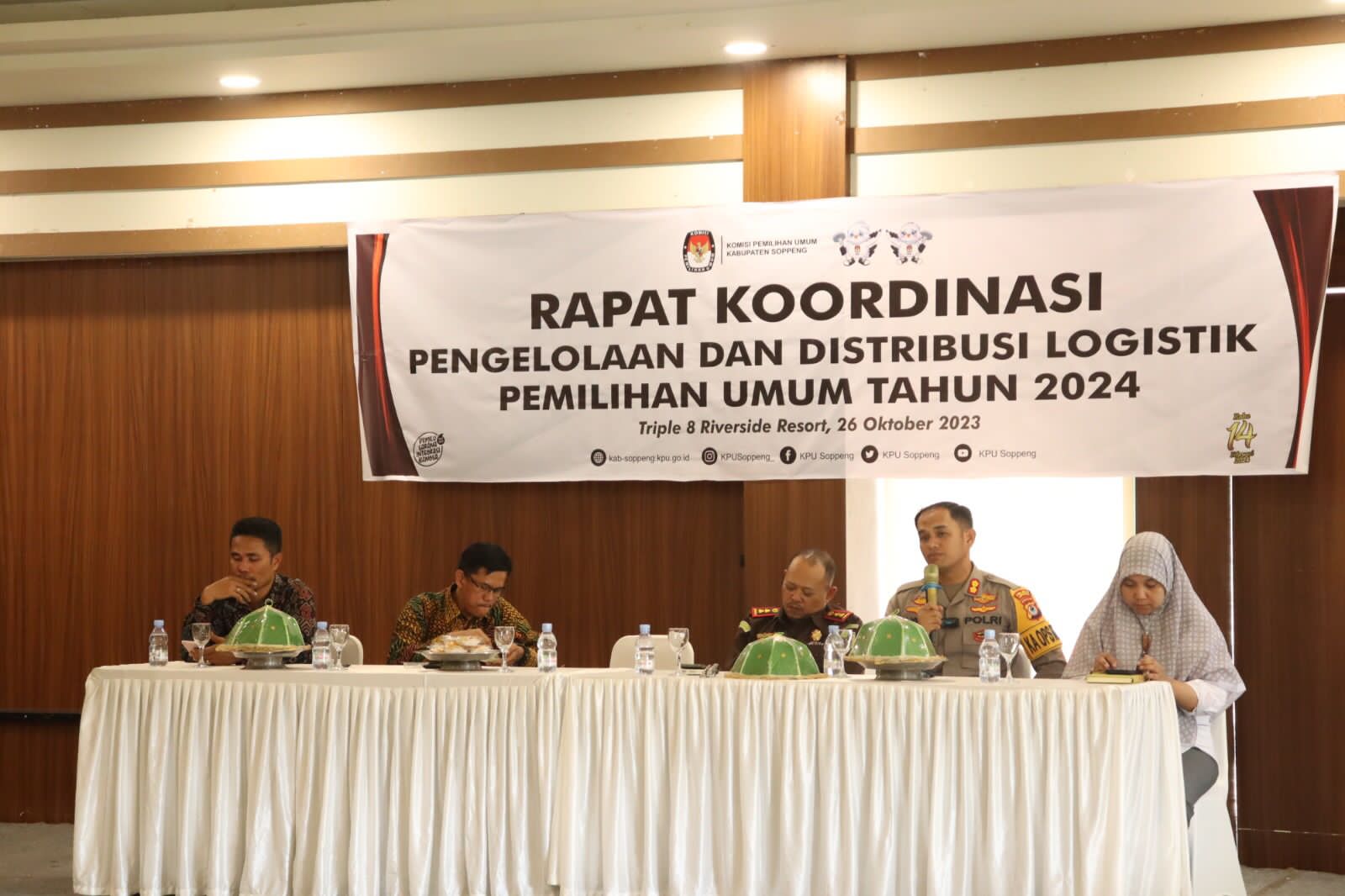 Kapolres Soppeng Jadi Narasumber Rapat Koordinasi Pengelolaan dan Pedistribusian Logistik Pemilu 2024 KPUD Soppeng