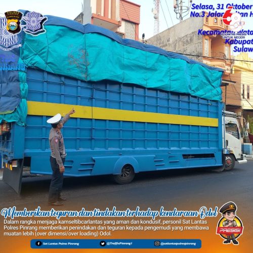 Satlantas Polres Pinrang Gencar Sosialisasi dan Tegur Pengendara Odol dan Truk Pengangkut Tanah Terbuka