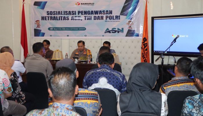 Kapolres Luwu Narasumber Sosialisasi Pengawasan Netralitas ASN, TNI dan Polri. AKBP Arisandi : Penyelenggara Berintegritas Hasilkan Pemilu Yang Demokratis
