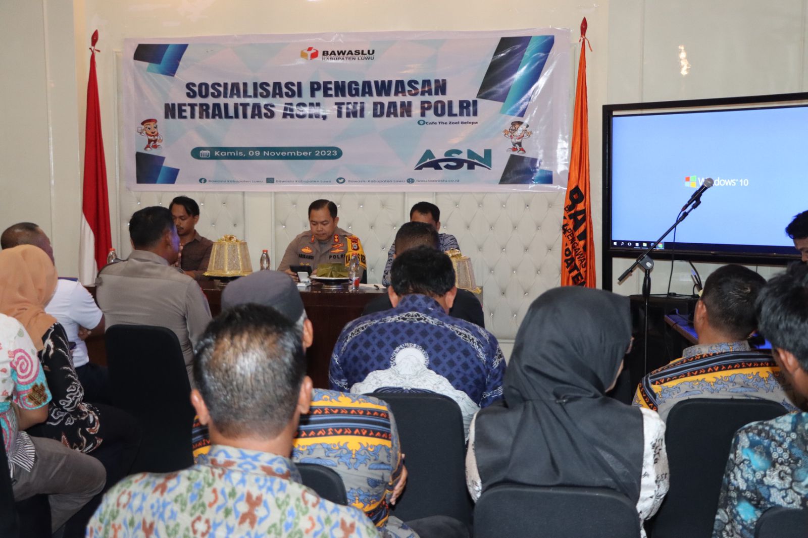 Kapolres Luwu Narasumber Sosialisasi Pengawasan Netralitas ASN, TNI dan Polri. AKBP Arisandi : Penyelenggara Berintegritas Hasilkan Pemilu Yang Demokratis
