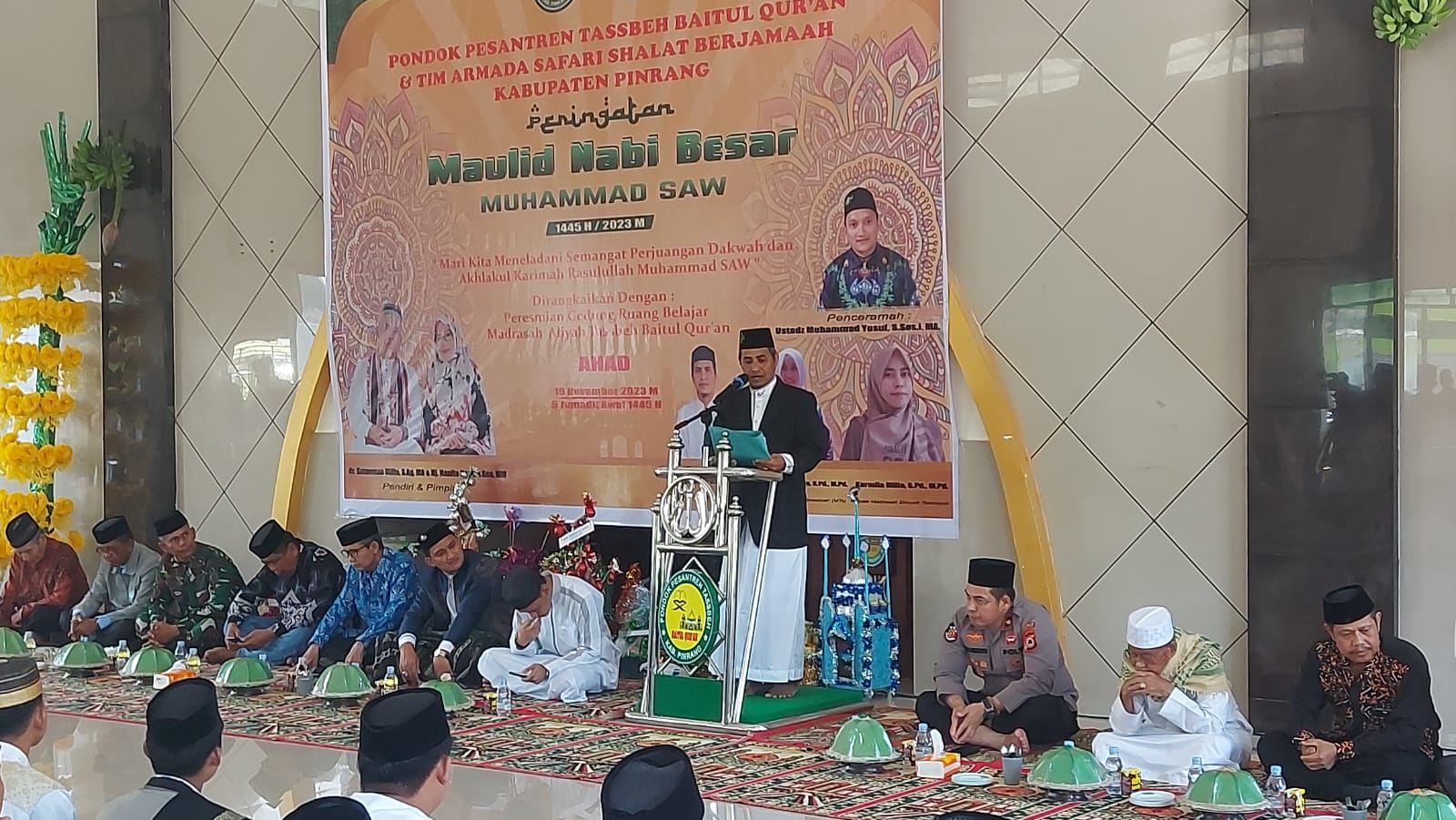 Kapolsek Watang Sawitto Hadiri Peringatan Maulid Nabi Besar Muhammad SAW di Ponpes Tasbeh Baitul Qur'an