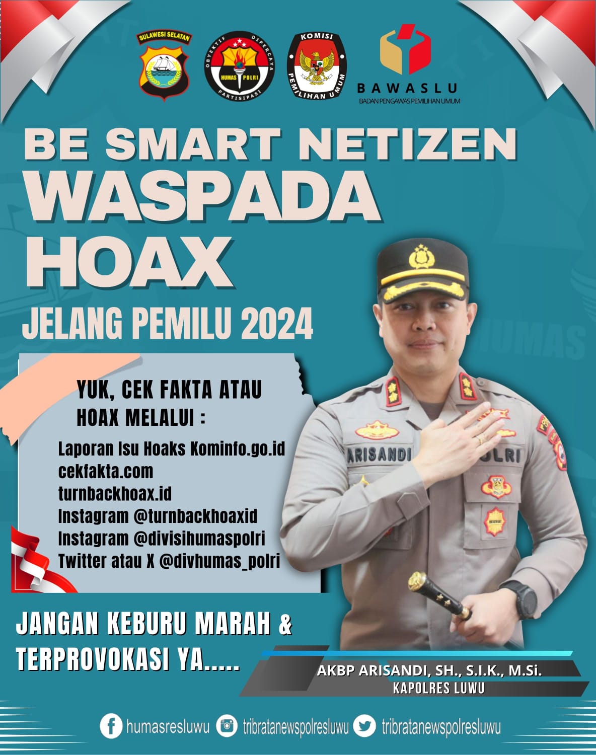 Kapolres Luwu Himbau Kewaspadaan Akan Berita Hoax Jelang Natal, Tahun Baru dan Pemilu 2024