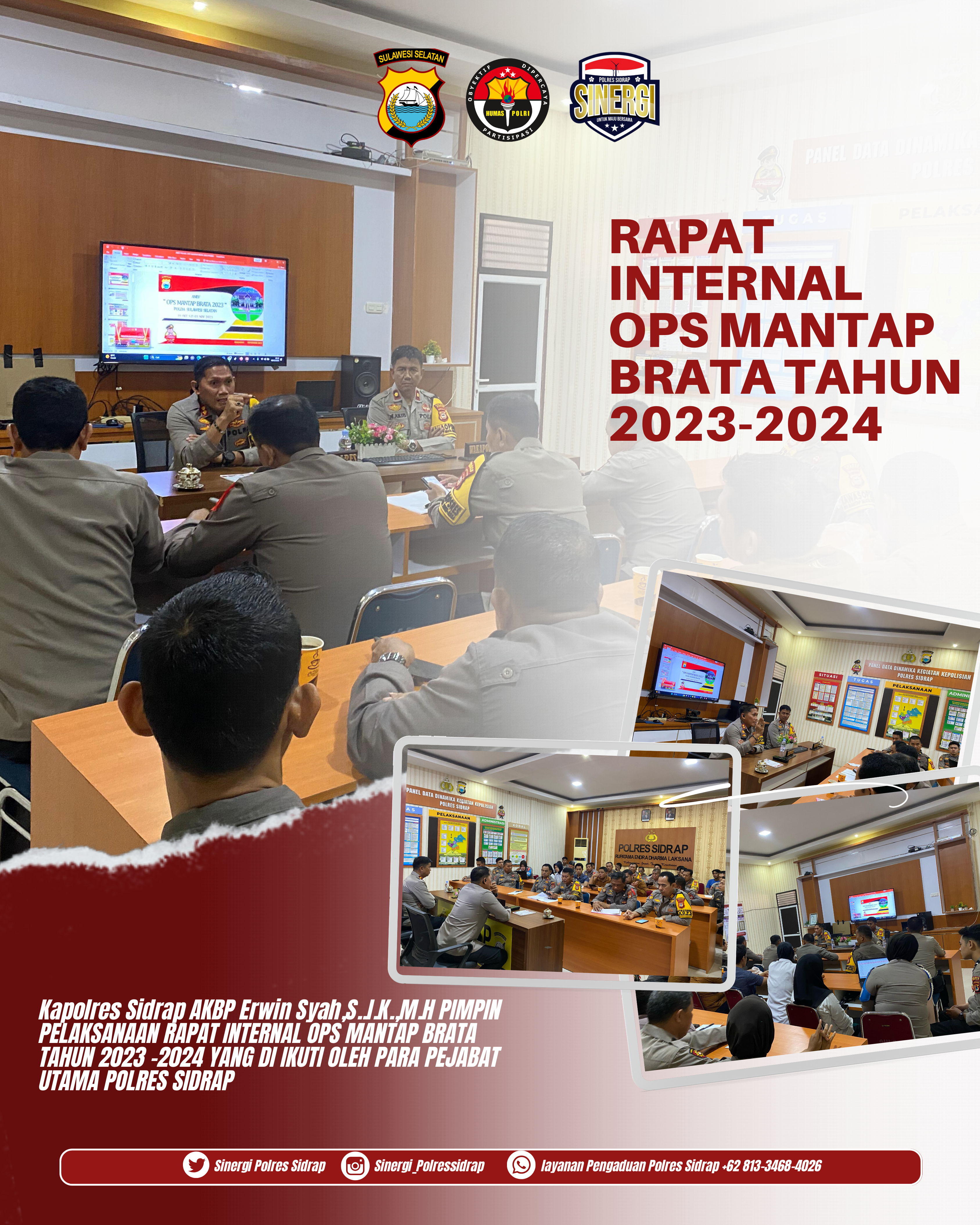 Untuk Maksimalkan Tugas Personel, Kapolres Sidrap Pimpin Anev Ops Mantap Brata 2023-2024