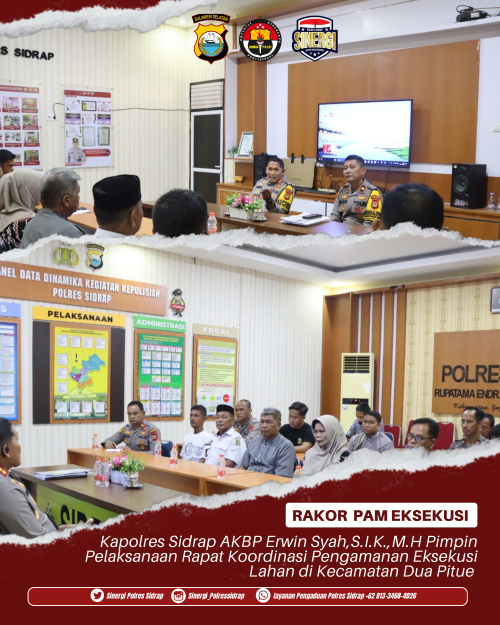 Kapolres Sidrap Pimpin Rakor Persiapan Pengamanan Eksekusi Lahan di Pitu Riawa