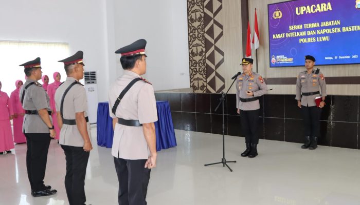 Sertijab Kasat Intelkam dan Kapolsek Bastem, Kapolres Luwu : Hindari Conflict Of Interest dan Jaga Netralitas