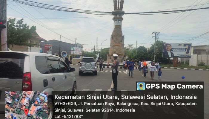 Pastikan Aman, Polres Sinjai Kawal dan Amankan Jalur Jalan Santai Sambut HUT BRI Ke-128 Cabang Sinjai