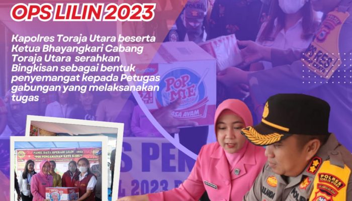 Kunjungi Pos Yan dan Pos Pam Ops Lilin 2023, Kapolres Toraja Utara Bersama Ketua Bhayangkari Berikan Bingkisan