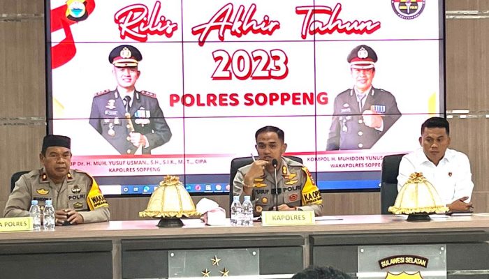 Kapolres Soppeng Pimpin Rilis Akhir Tahun 2023, Ini Sejumlah Kasus yang Di Ungkap