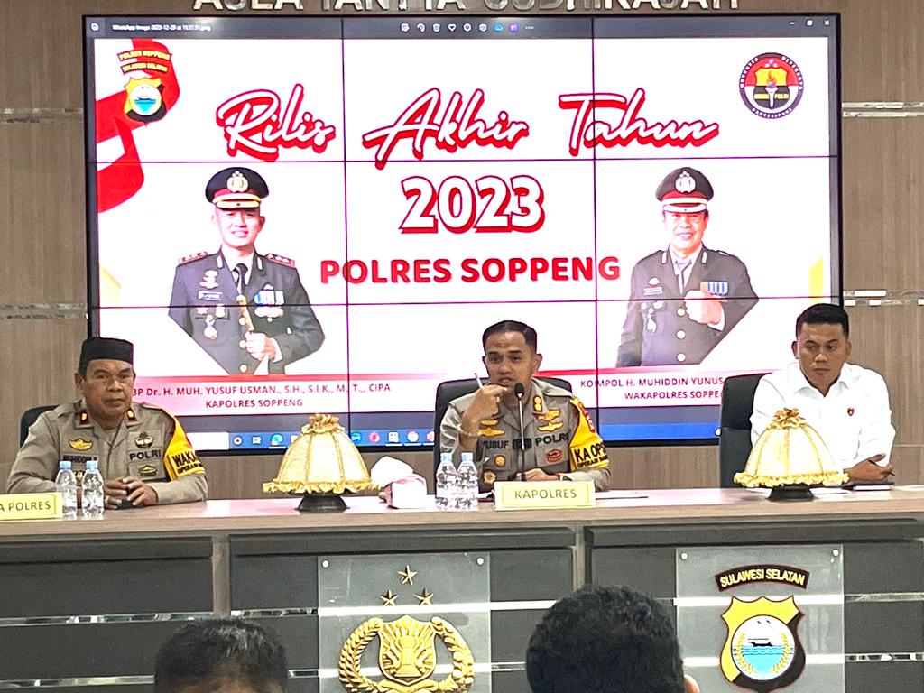 Kapolres Soppeng Pimpin Rilis Akhir Tahun 2023, Ini Sejumlah Kasus yang Di Ungkap