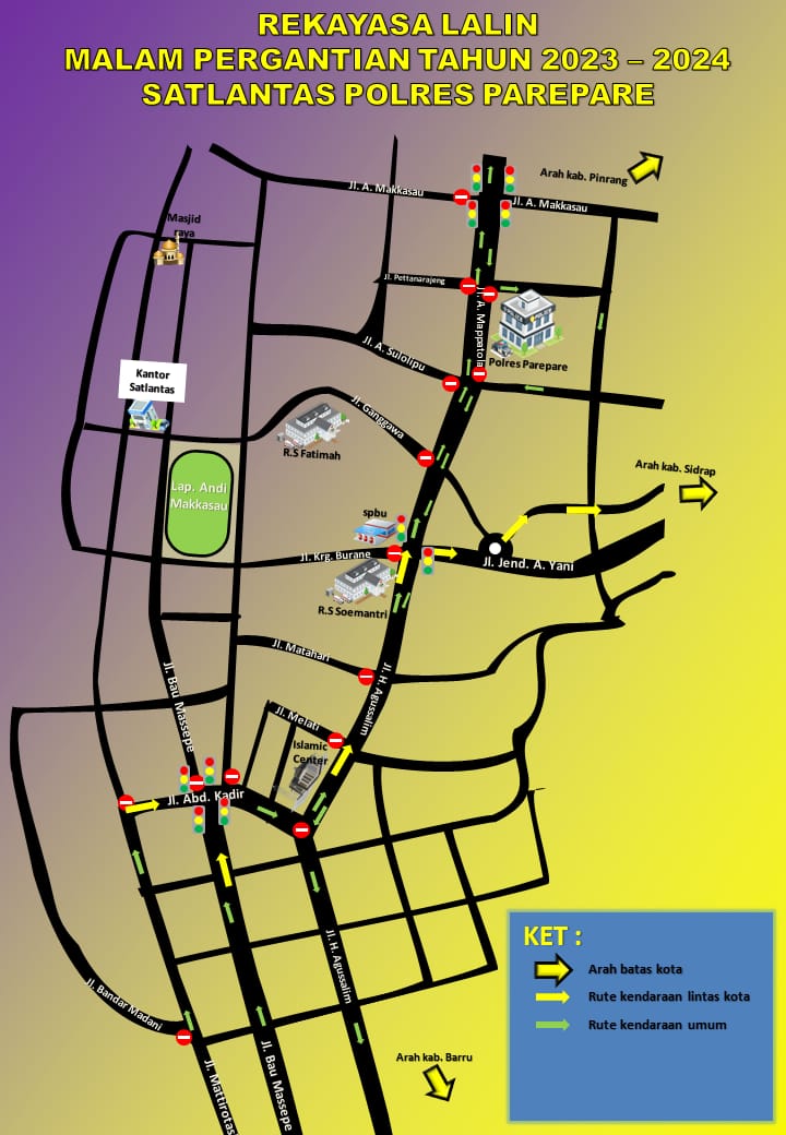 Sat Lantas Polres Pare-Pare Rekayasa Arus Lalulintas, Ini Jalan Yang Akan Ditutup Saat Malam Tahun Baru