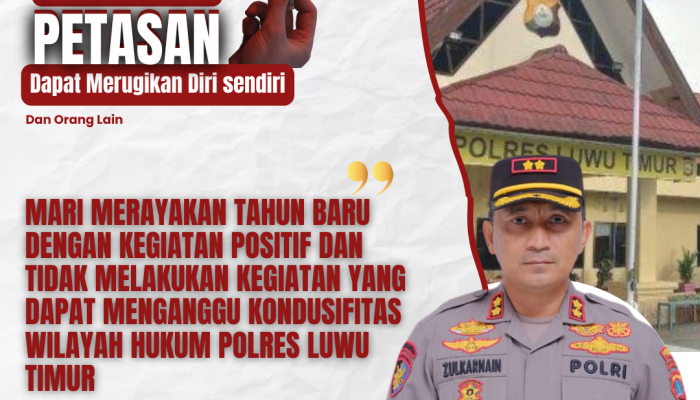 Jelang Malam Pergantian Tahun, Kapolres Luwu Timur Himbau Warganya Tidak Menggunakan Petasan Dalam Merayakan Tahun Baru