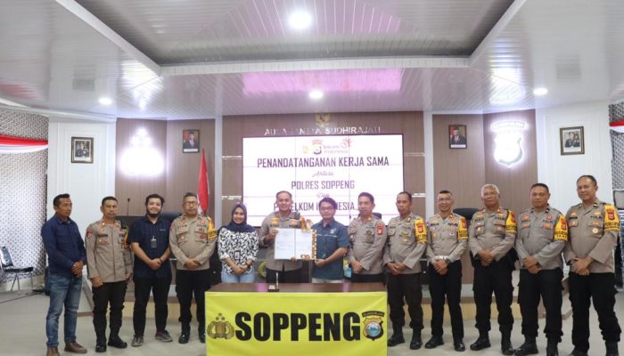 Kapolres Soppeng Gandeng PT. Telkom Indonesia Laksanakan Kerja Sama Pengadaan Jaringan Internet