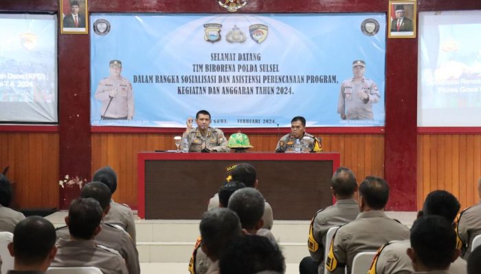Polres Gowa Terima Kunjungan Tim Biro Rena Polda Sulsel untuk Sosialisasi dan Asistensi Perencanaan T.A. 2024