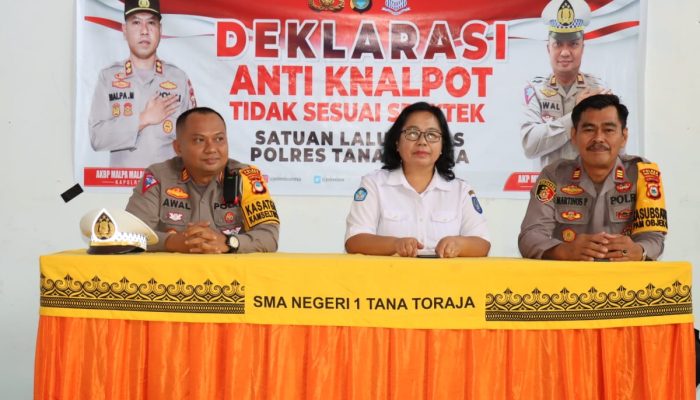 Jajaran Polres Tana Toraja Serentak Menggelar Deklarasi Anti Knalpot Tidak Sesui Spektek