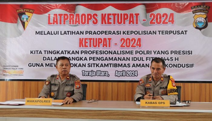 Siapkan Pengamanan Idul Fitri 1445 H, Polres Toraja Utara Gelar Latpraops Ketupat 2024