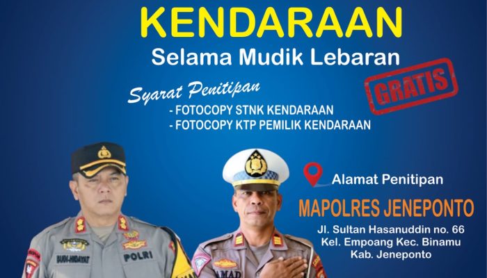 Polres Jeneponto Menerima Layanan Jasa Penitipan Kendaraan Gratis Bagi Pemudik
