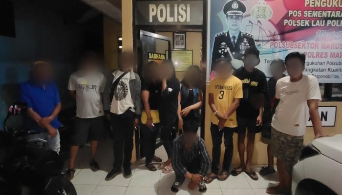 Gerebek Pesta Miras, Polsek Lau Amankan 11 Orang, Tiga Diantaranya Wanita