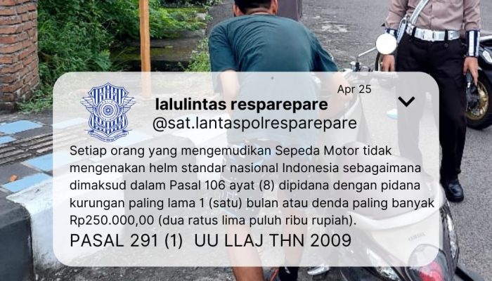 Sat Lantas Polres Parepare Sosialisasikan Kewajiban Menggunakan Helm Pelindung Kepala