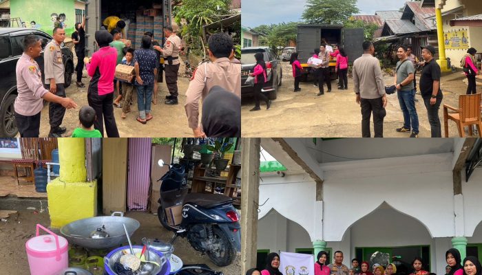 Kapolres Palopo Pimpin Penyaluran Bantuan Kemanusiaan Kepada Masyarakat Yang Terdampak Banjir Luwu